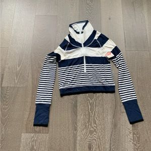 Free People Movement top Notch striped half-zip crop top